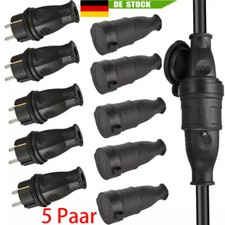 10 x Schuko Kupplung Vollgummi IP44 Schutzkontakt Stecker 230V 16A Gummikupplung