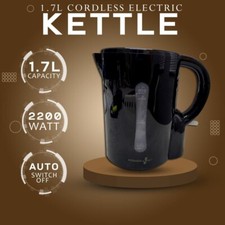 1.7L 2200W CORDLESS FAST BOIL ELECTRIC JUG KETTLE WASHABLE FILTER WHITE/ BLACK