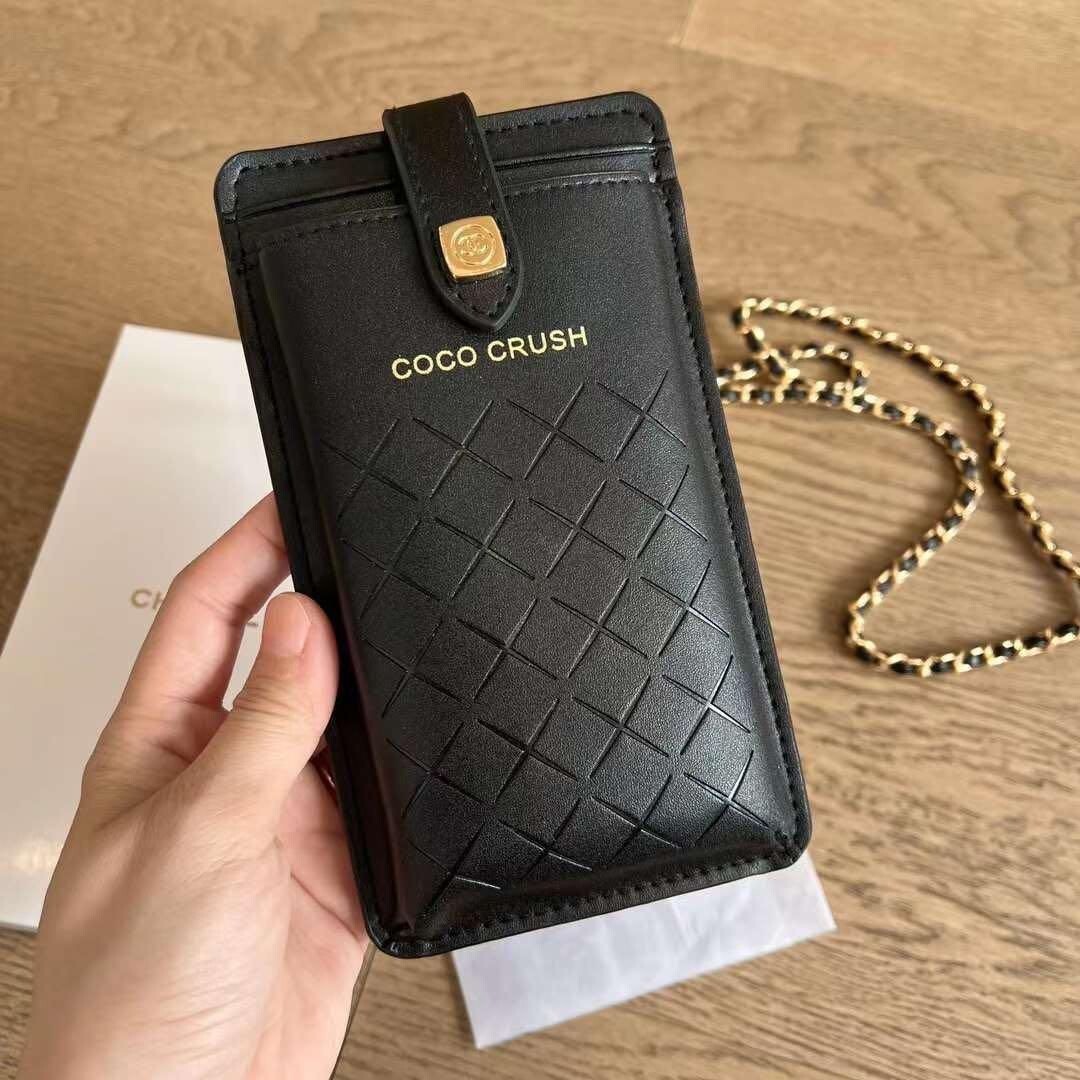Chanel Coco Crush Smartphone Case Shoulder Pouch Plain Black Chanel Coco Crush Smartphone Case Shoulder Pouch Plain Black