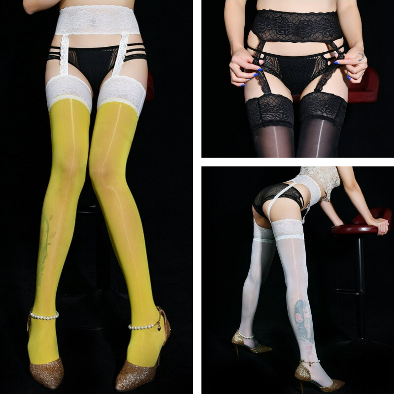 Women Oiled Shiny Stocking Pantyhose Hosiery Garter Belt Sexy Party  Clubwear