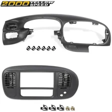 Fit For 97-03 Ford F150 Dash Pad Bezel + Center Dash Radio Bezel W/Air Vent Gray