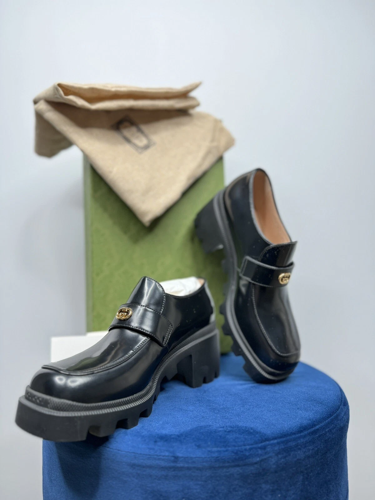Mocassins Gucci GG pour femmes bottes noir cuir taille 37 neufs
