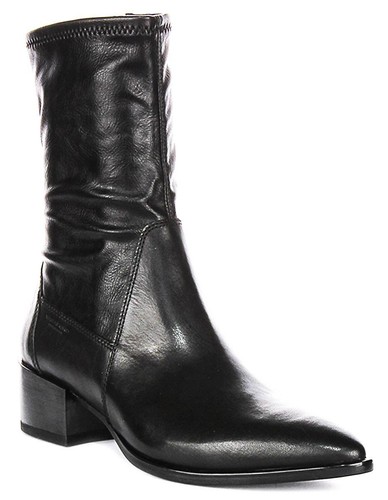 Bottines Old West Femme - Cuir Noir - Bout Pointu - Broderies Vigne - Taille 9B