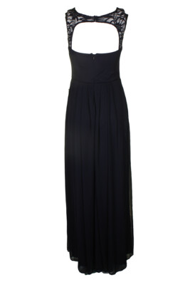 B & A By Betsy Adam Navy Sleeveless Illusion-Trim Cutout Chiffon Gown 4