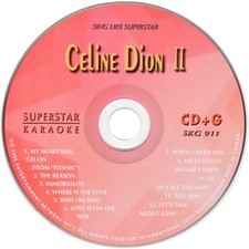 Celine Dion Hits SuperStar Karaoke CD G New 12 Pop Tracks When I Need You,
