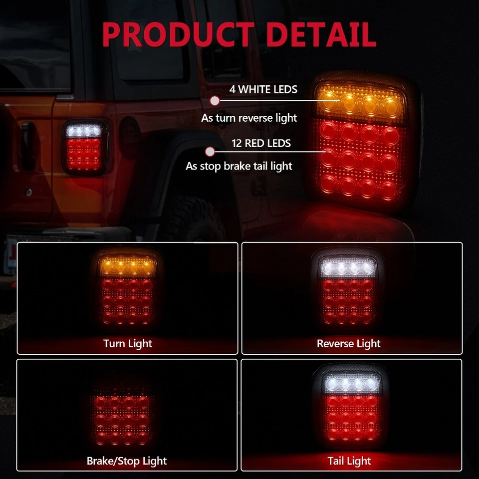 For Jeep Wrangler TJ 97-06 7inch LED Headlights+Tail Lights+Side Marker Light - Image 3 of 4