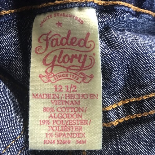 Faded Glory Jeans Girl’s 12.5 Blue Denim Adjustable Waist Dark Wash - Picture 4 of 8