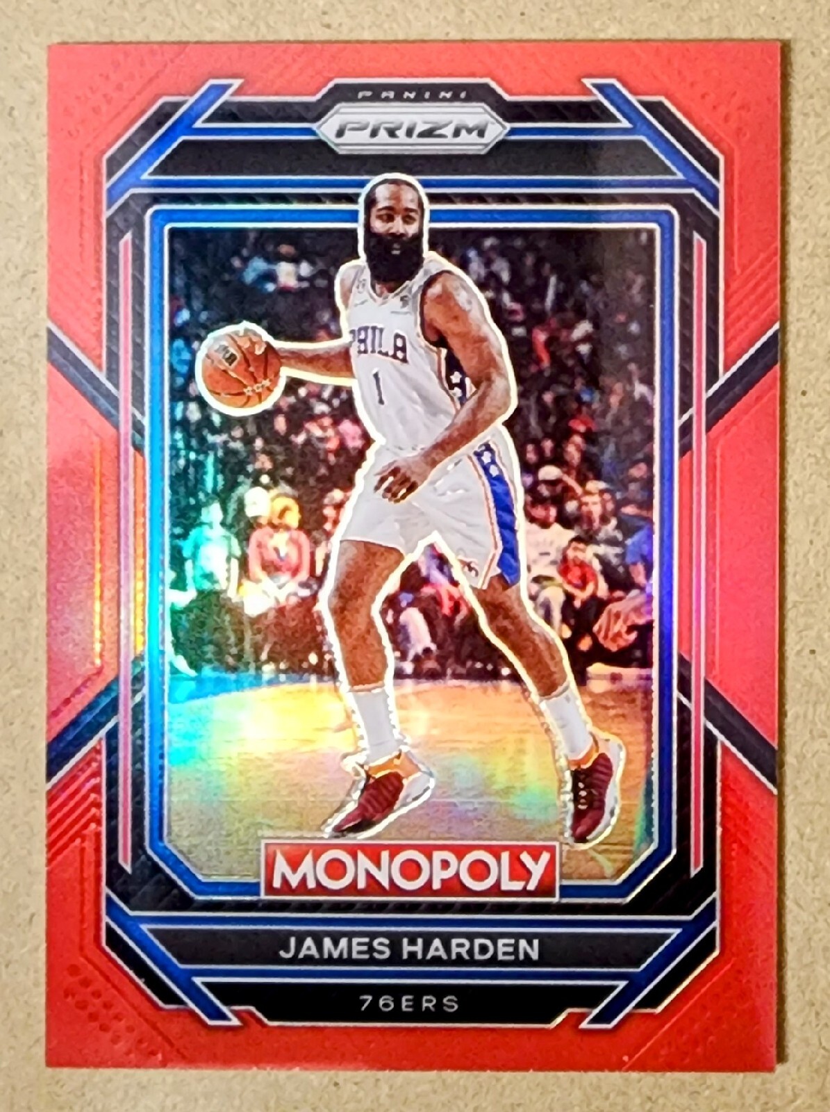 2022-23 Panini Prizm Monopoly James Harden #68 Red 38/99 Philadelphia 76ers