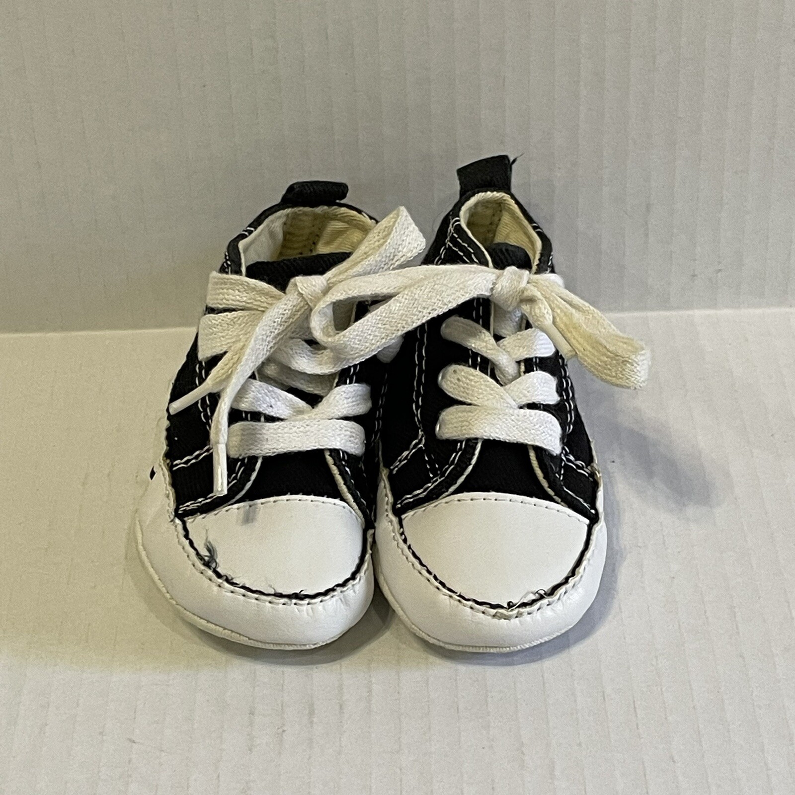 PONY Scarpe culla sneakers alte CONVERSE neonato bambino taglia 3 nere suola morbida