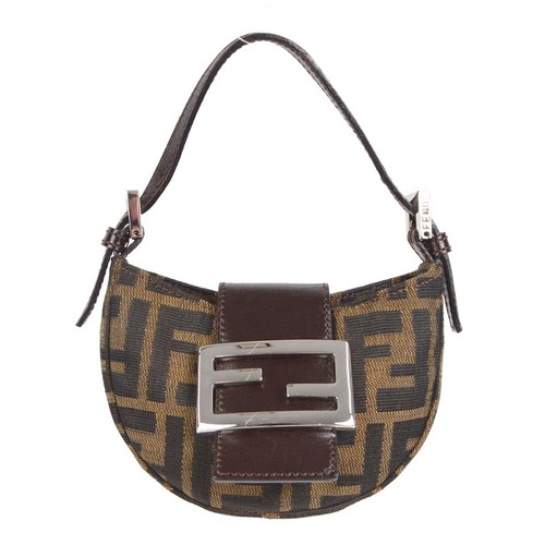 Fendi Zucca Mini Handbag Purse Brown Canvas Leather Italy 2305.26673.009 89884