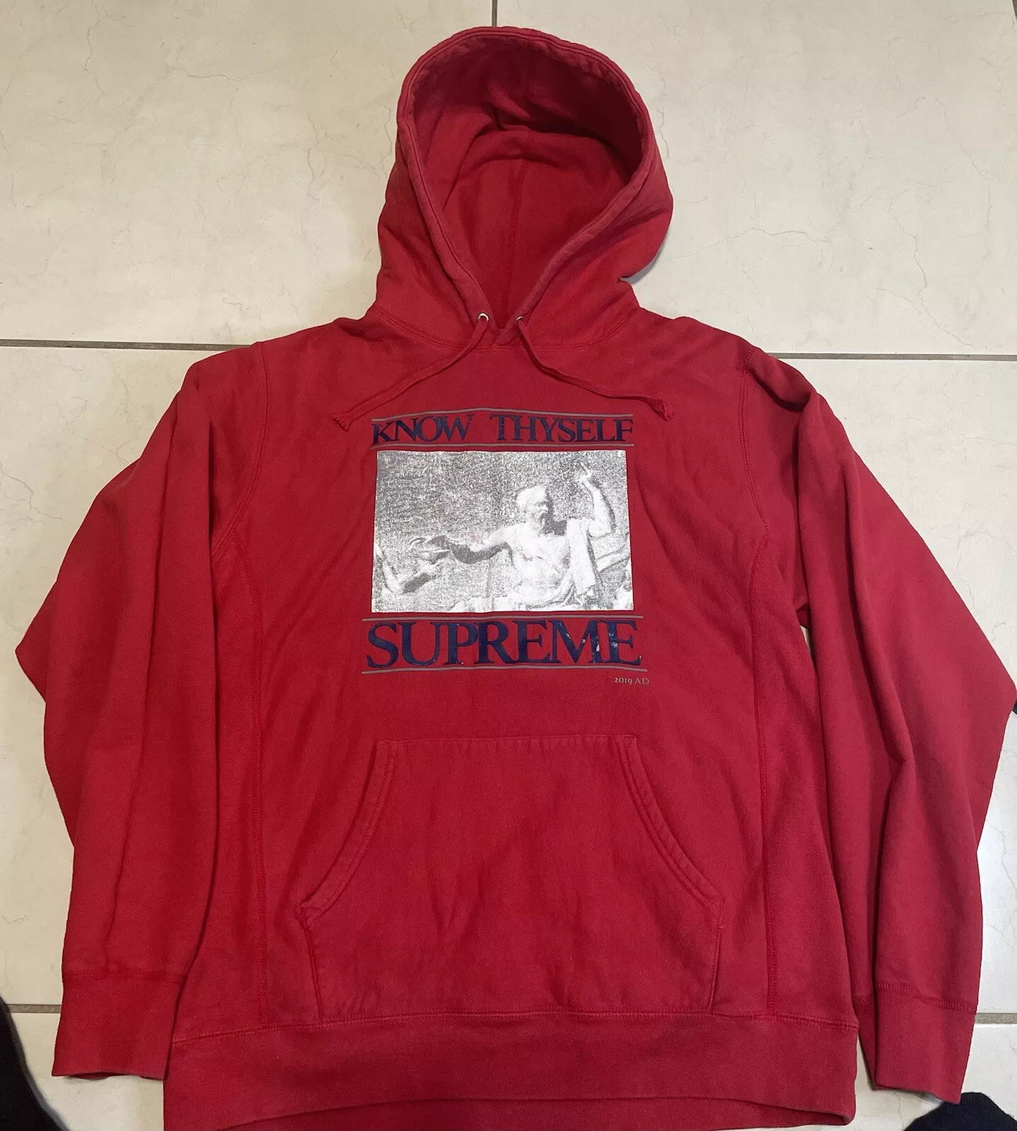 sweat à capuche rouge suprême Know Thyself 2019 XL