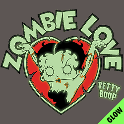 ALTRA T Shirt dalla S alla 2XL 3XL BETTY BOOP ZOMBIE LOVE Glow in Dark Fun Humor Adulto