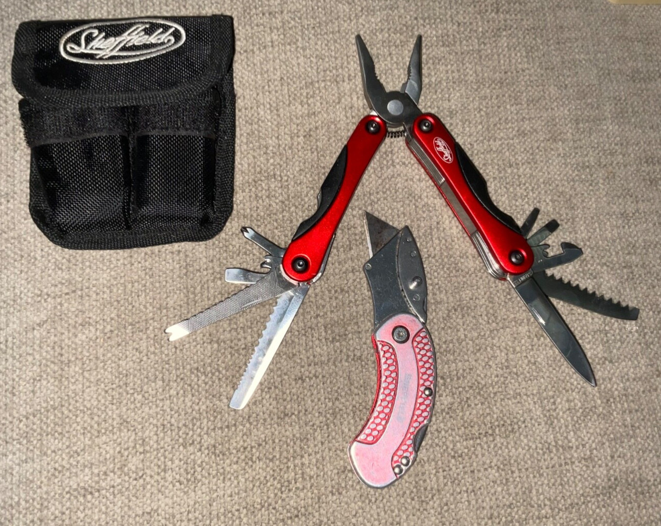 Sheffield Multi-Tool Stainless Pliers + Box Cutter & Utility
