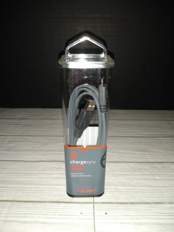 Ventev (572029) 4ft Chargesync Tangle Free Cable for Micro USB Devices - Gray - Image 3 of 4