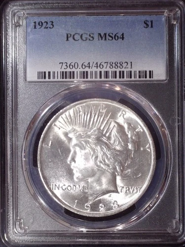 1923 Silver Peace Dollar, PCGS MS64 Super Eye Appeal! See Photos