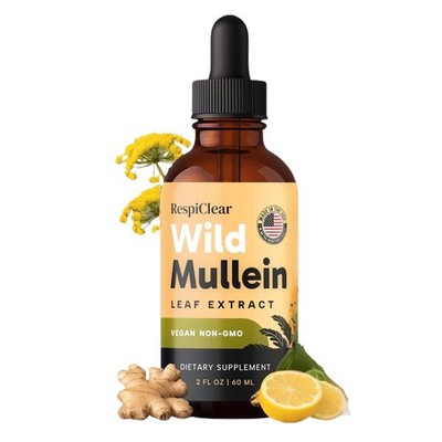 RESPICLEAR All-Natural Mullein Drops with Ginger & Lemon for Lung Cleanse 