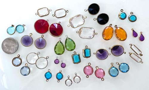 Vintage Brass Wrapped Lucite Charms Lot 40