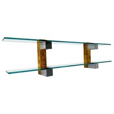 Paul Evans Cityscape Chrome And Burlwood Double Wall Hanging Shelf
