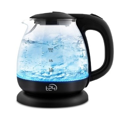 T24 Glas Wasserkocher 1,0 L mit LED-Beleuchtung   Elegantes Design & 360° Basis