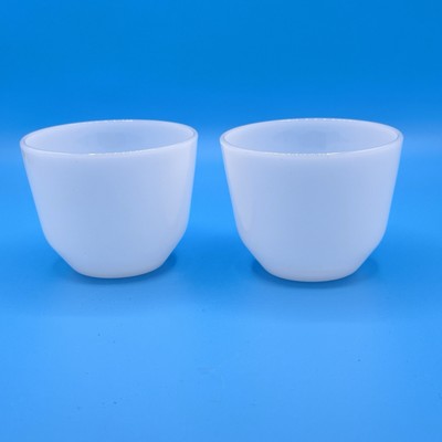 Vintage Federal Milk Glass Custard Bowls Set of 2 White Ovenware USA 3.5  x 2.5 
