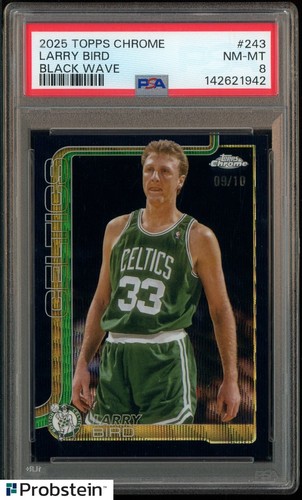 2025-26 Topps Chrome Black Wave #243 Larry Bird Celtics HOF 9/10 PSA 8