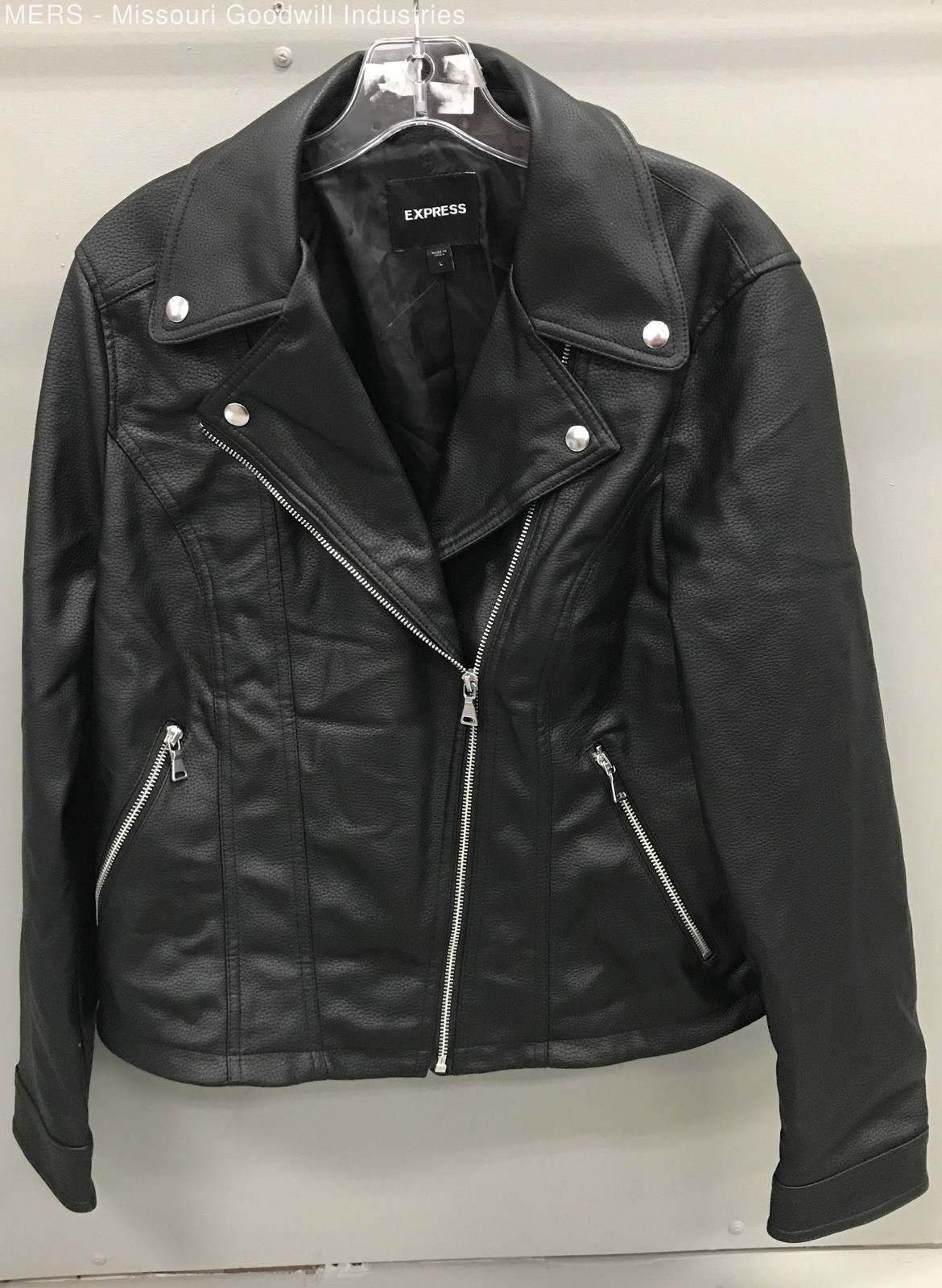 Express Women's Black Solid Polyurethane Zipper M… - image 1