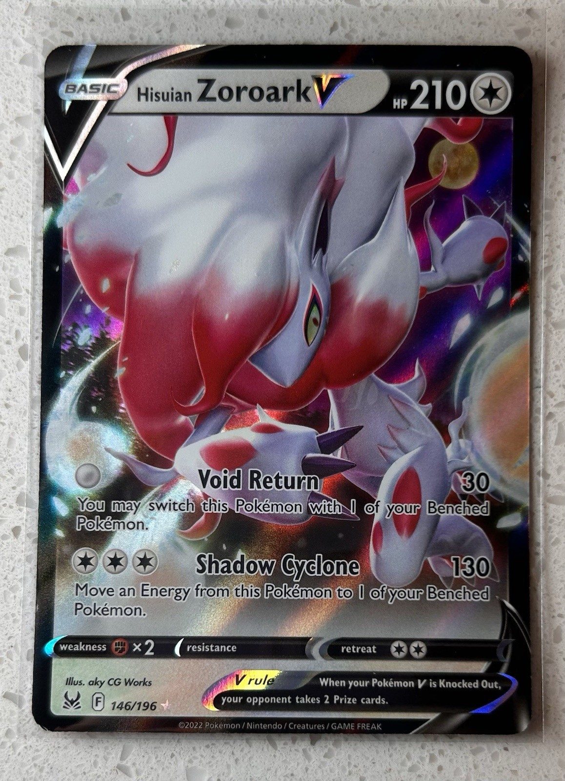 Hisuian Zoroark V 146/196 Ultra Rare Swsh11: Lost Origin Holo NM