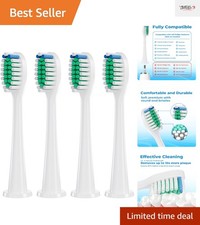 Snap-On Replacement Toothbrush Heads for Philips Sonicare, 4 Pack