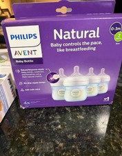 4 New box of 4 4oz Philips Avent Natural Baby Bottles  Blue w nipples