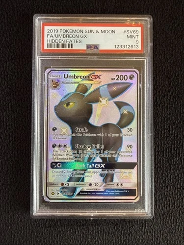 2019 POKEMON SUN & MOON HIDDEN FATES #SV69 FULL ART/UMBREON GX PSA 9