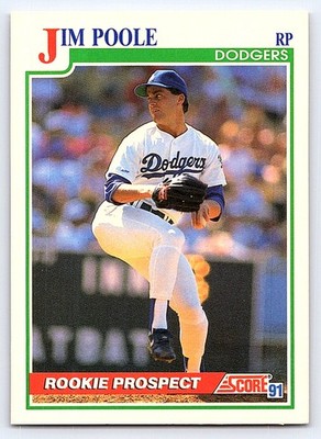 1991 Score #357 Jim Poole Los Angeles Dodgers