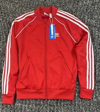 Adidas Originals Superstar Adicolor Red Track Jacket Full Zip Pullover Women's L