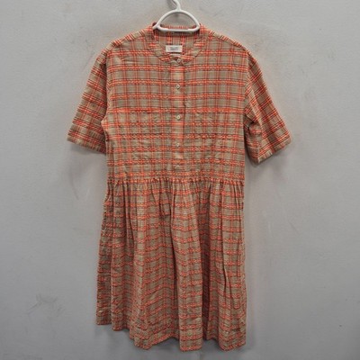 Toast Molloy Check Plaid Cotton Button Up Midi Shirt Dress Pockets Size Small