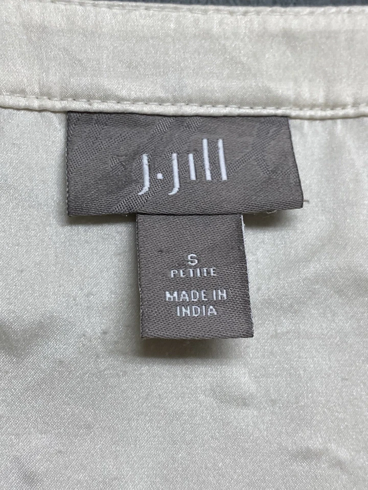 J.Jill Silk Blouse Womens S Cream Button Up Henley Career Casual Lightweight - Image 4 of 4