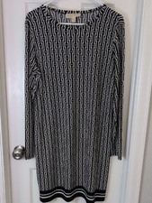 MICHAEL Michael Kors Black & Cream Geometric Long-Sleeve Dress