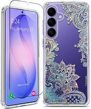 Clear Glitter for Samsung Galaxy S26 Plus Case 6.7 inch, Shockproof Thin Flower