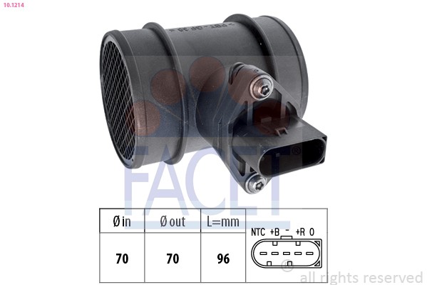 Débitmètre de masse d'air FACET 10.1214 pour moteur essence et diesel