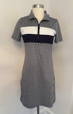 Tory Sport Performance Jacquard A-Line Golf Tennis Dress Blue S Pockets EUC