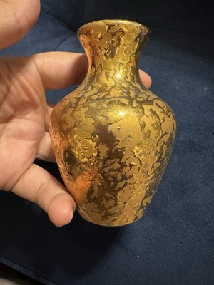 Vintage Dixon Art Studio 22KT Weeping Gold Bud Vase 3.5 x 2  Hollywood Regency