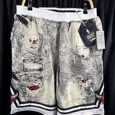 NBA UNK Heritage America Chicago Bulls Denim Jean Shorts Distressed Woman s XL