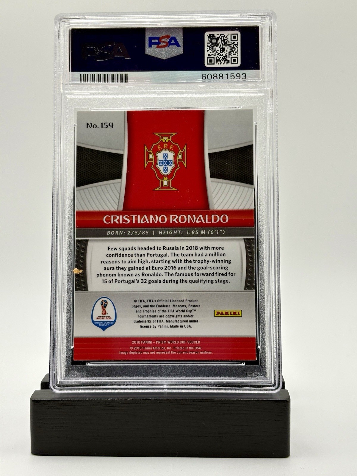 2018 Panini Prizm World Cup - Cristiano Ronaldo #154 PSA 10 view 4