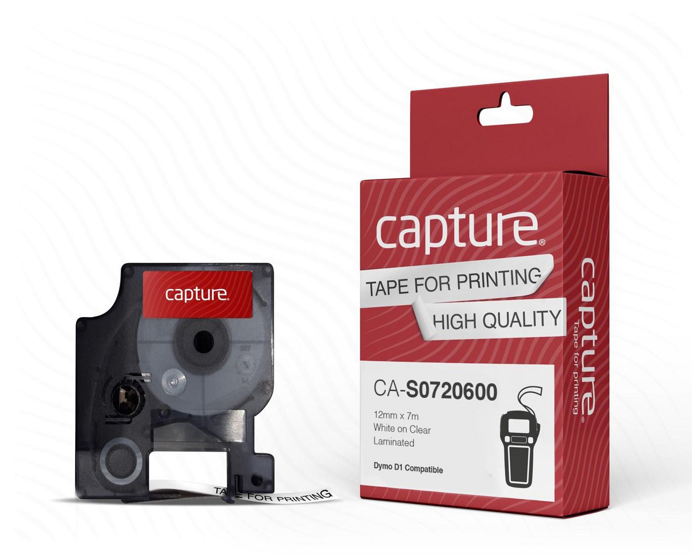 Capture CA-S0720600 12mm x 7m White on Clear Tape