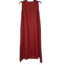 Red Brick sleeveless dress lagenlook minimalist women's Large