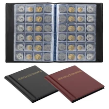 Leather Coin Collector Album with 480 Pockets Travel Display for Coins and Medal