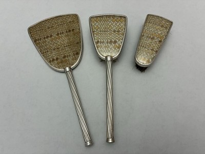 Vintage 3 teiliges Schminktisch Schminktisch Bürste & Spiegel Set 50er Jahre