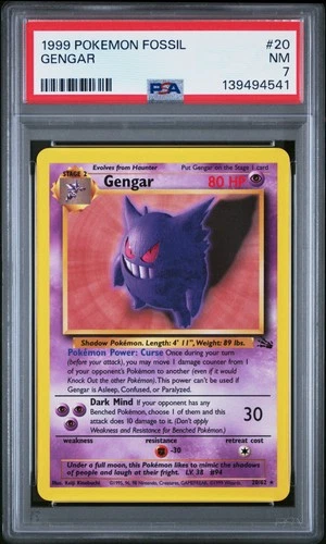 1999 POKEMON FOSSIL #20 GENGAR PSA 7