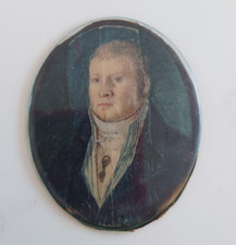 Antico dipinto ritratto in miniatura veneziano XVIII secolo gentiluomo - olio su rame