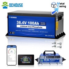 36V 100AH Golf Cart Lifepo4 Lithium Battery with 25A Charger Metal Case BMS RVs