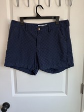 Old Navy Everyday Shorts Women Sz 12 Navy Blue Eyelet Cutout Floral Mid Rise