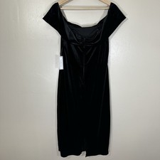 Premier Amour Women’s Cocktail Dress Sz 18 Off Shoulder Blk Velvet Zippered NWTs